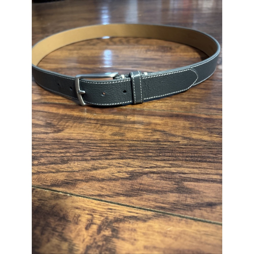 Bespoke men's Leather belt Gray.  nickel Buckle Sz 40